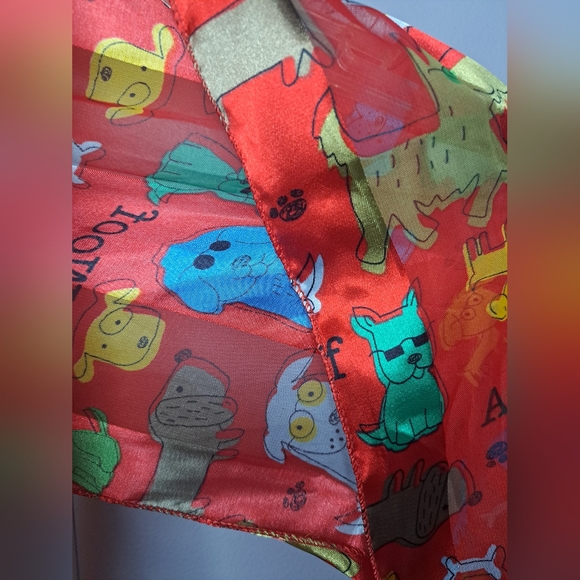 Ruff, Woof, Arf Doggy Print Red Scarf - Picture 6 of 6